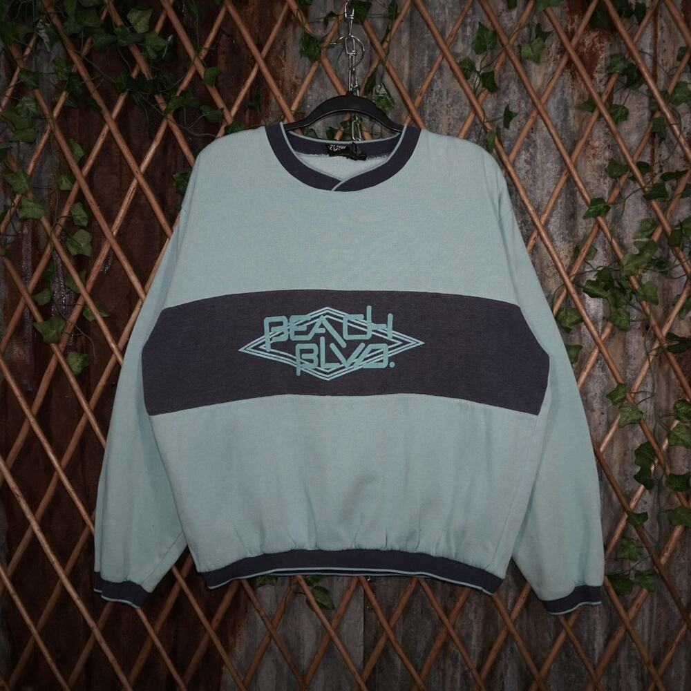 XL - Vintage Y2K Beach Blvd blue crewneck sweatshirt navy
